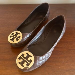 Tory Burch Brown quilted flats